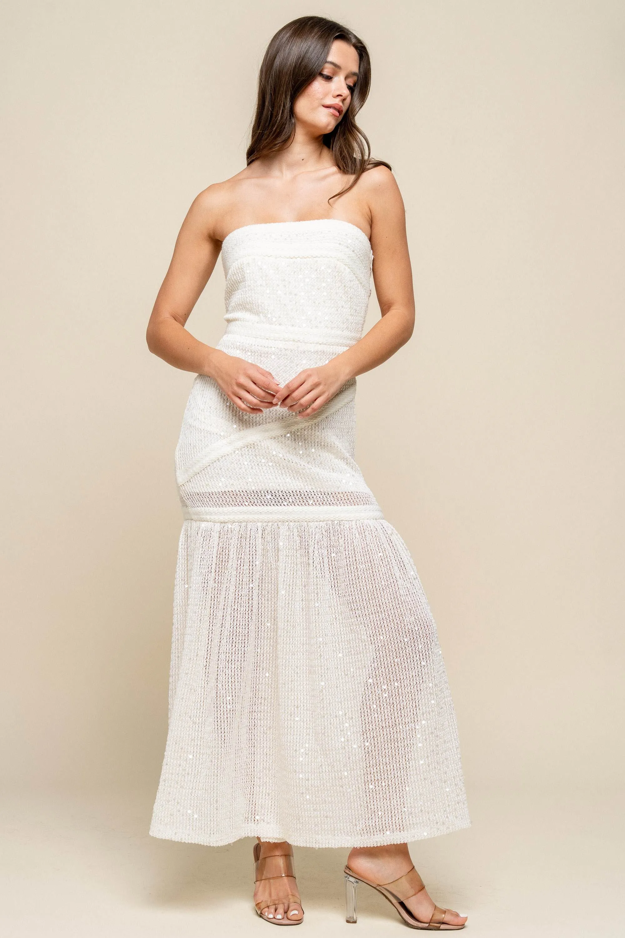 CDKF30497E / SEQUINNED KNIT MAXI TUBE DRESS sold by privy product image thumbnail 2