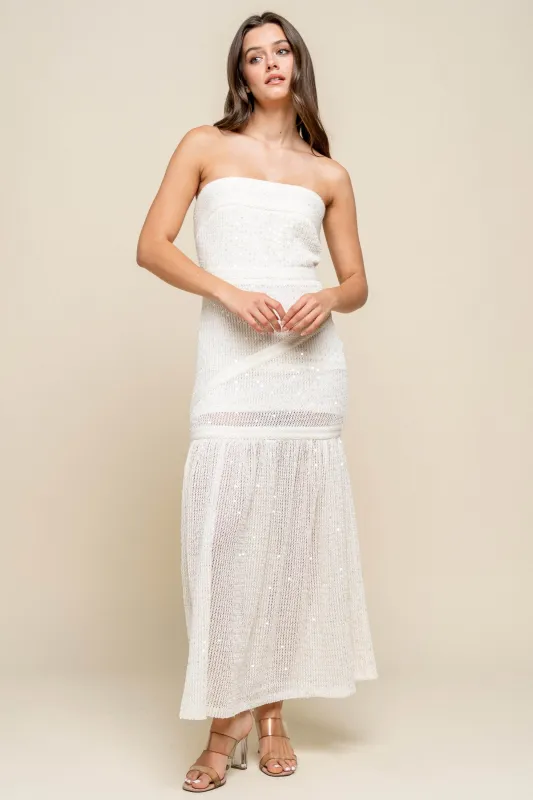 CDKF30497E / SEQUINNED KNIT  MAXI TUBE DRESS sold by privy