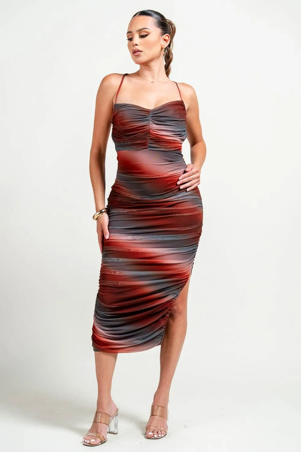 PD79113BST / SWEETHEART LACE UP BACK RUCHING MAXI DRESS sold by privy product image thumbnail 4