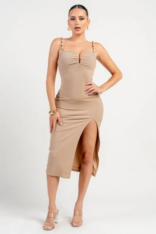 PD78968E / METALLIC LUREX KNIT MIDI DRESS sold by privy