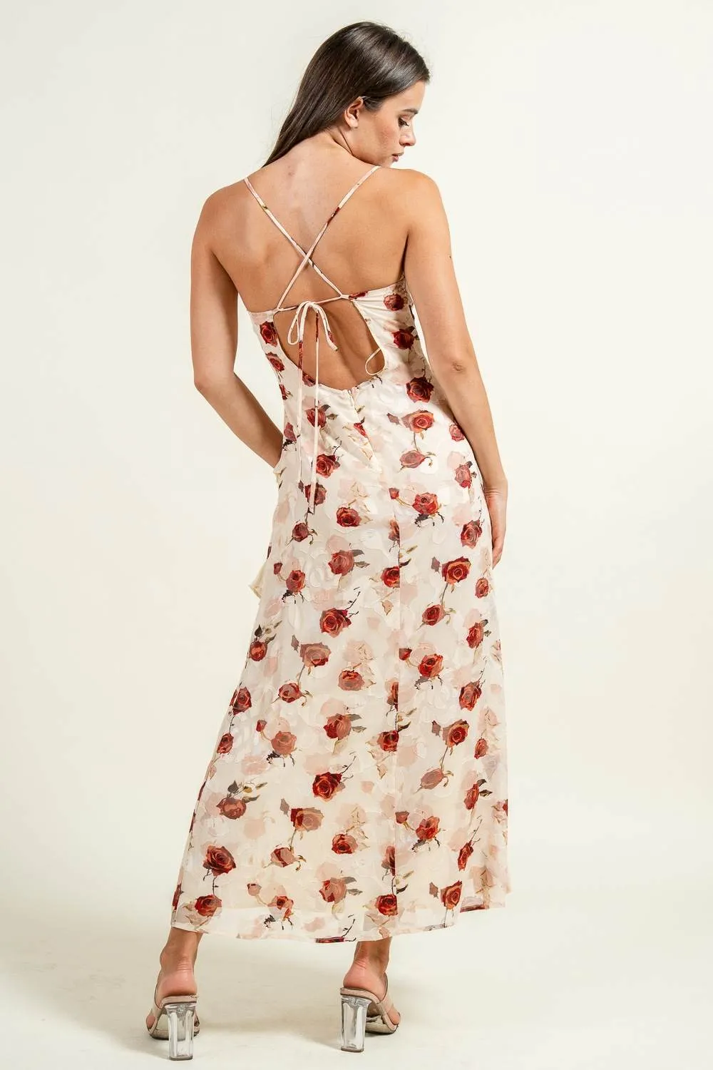 CD30530E / COWL NECK S/L RUFFLE MIDI DRESS sold by privy product image thumbnail 3