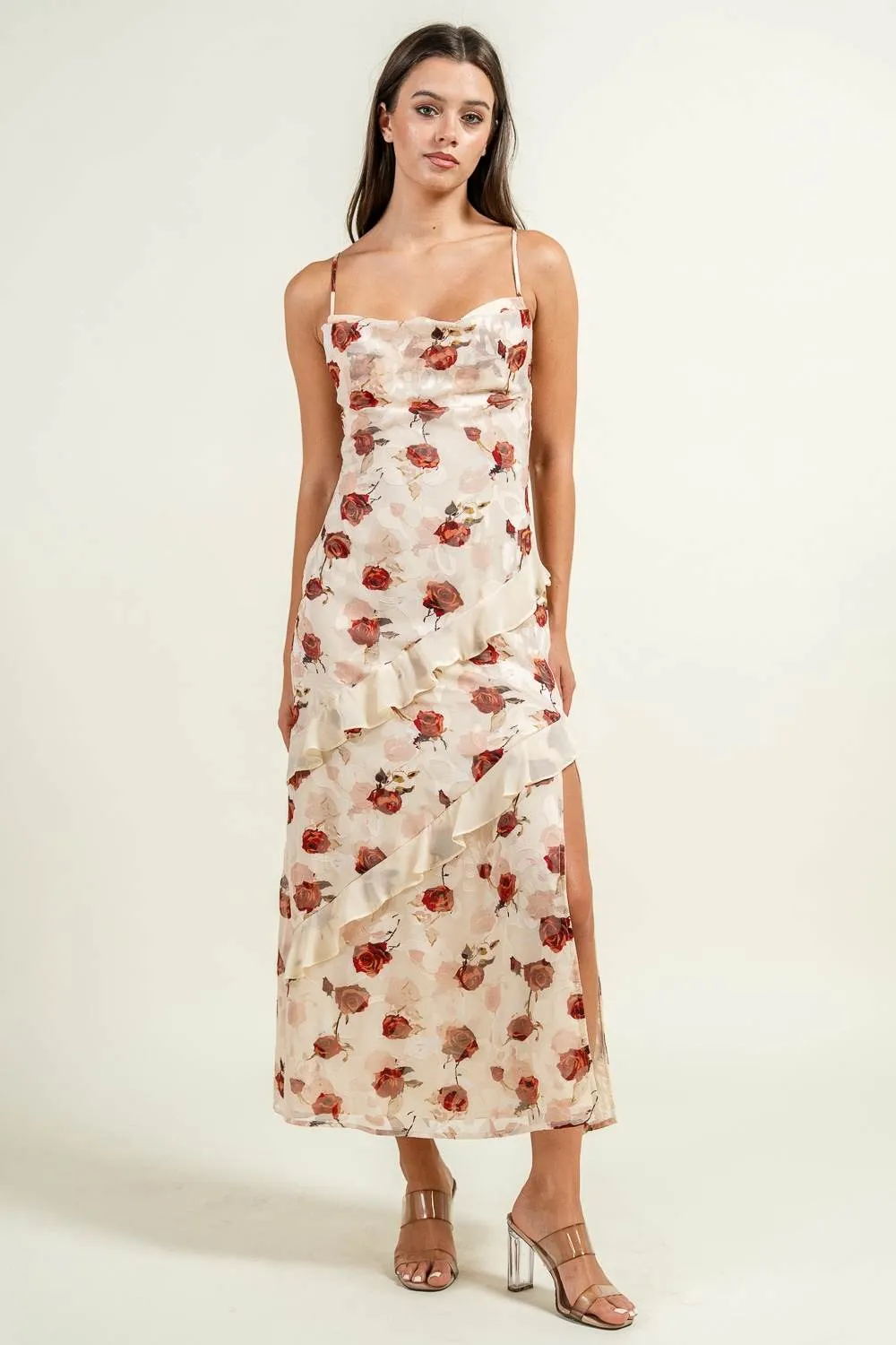 CD30530E / COWL NECK S/L RUFFLE MIDI DRESS sold by privy product image thumbnail 4