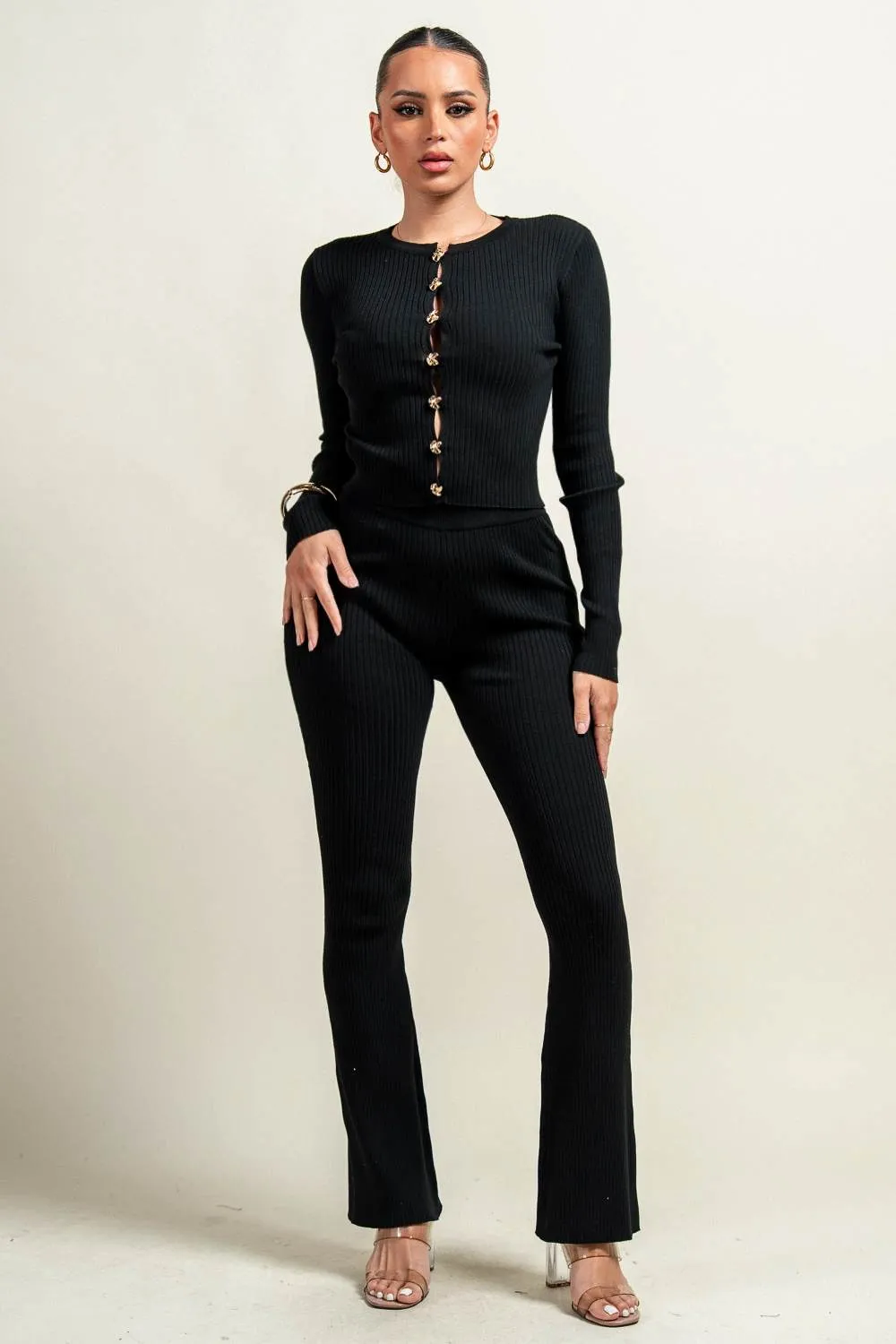 PS9818B / RIB SWEATER KNIT LONG SLEEVE TOP W/ PANTS sold by privy product image thumbnail 4