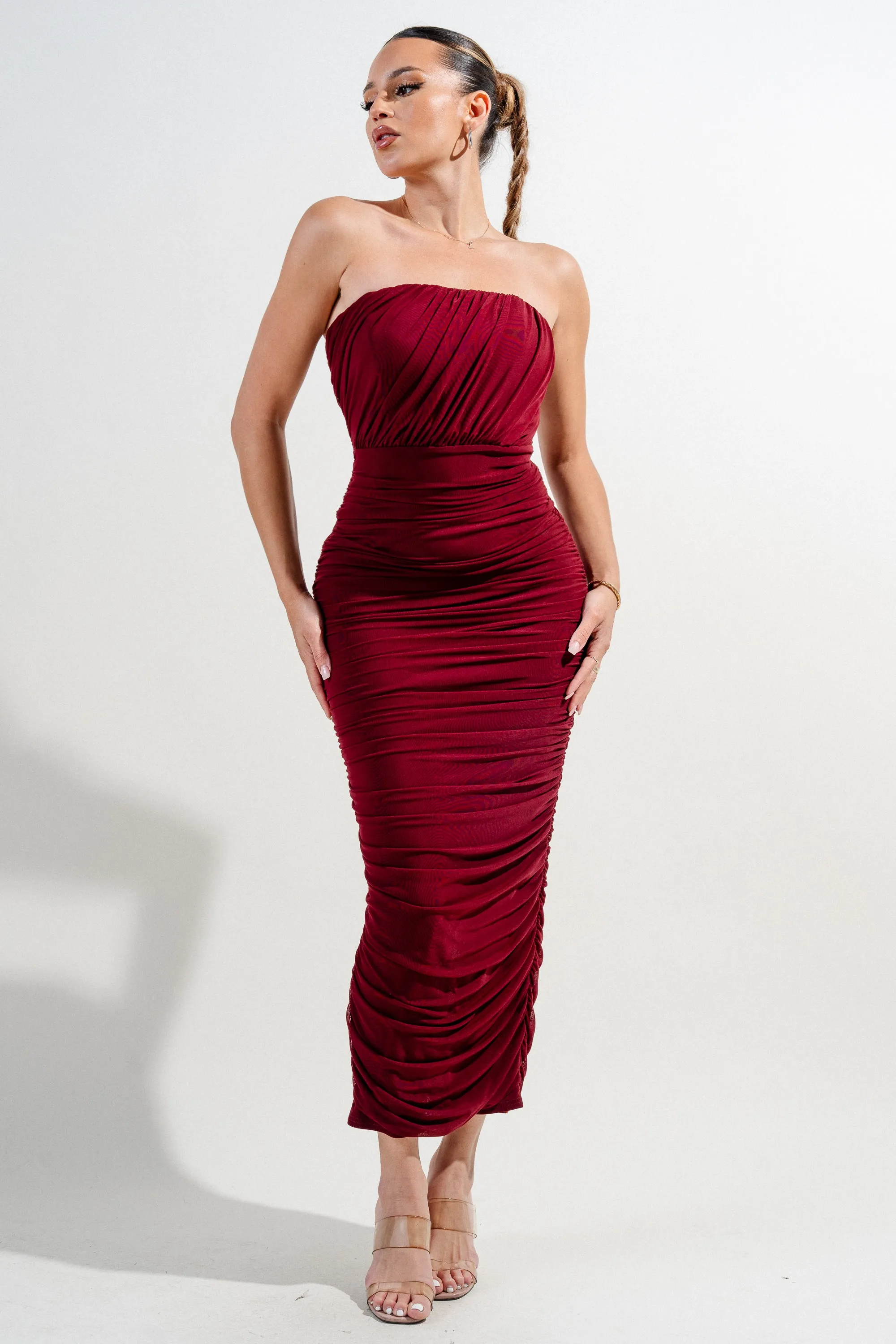 PD78267NTP / MESH OFF SHOULDER MAXI DRESS sold by privy