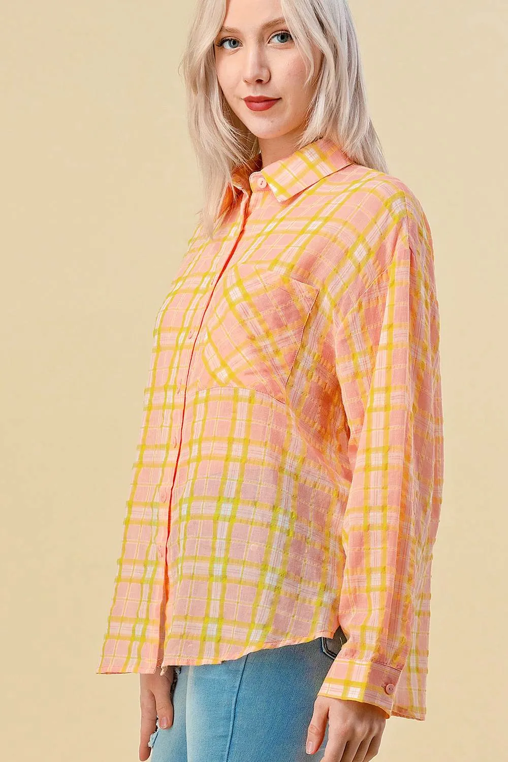 BT1557K / TRENDY PLAID PRINT LONG SLEEVE TOP sold by privy product image thumbnail 2