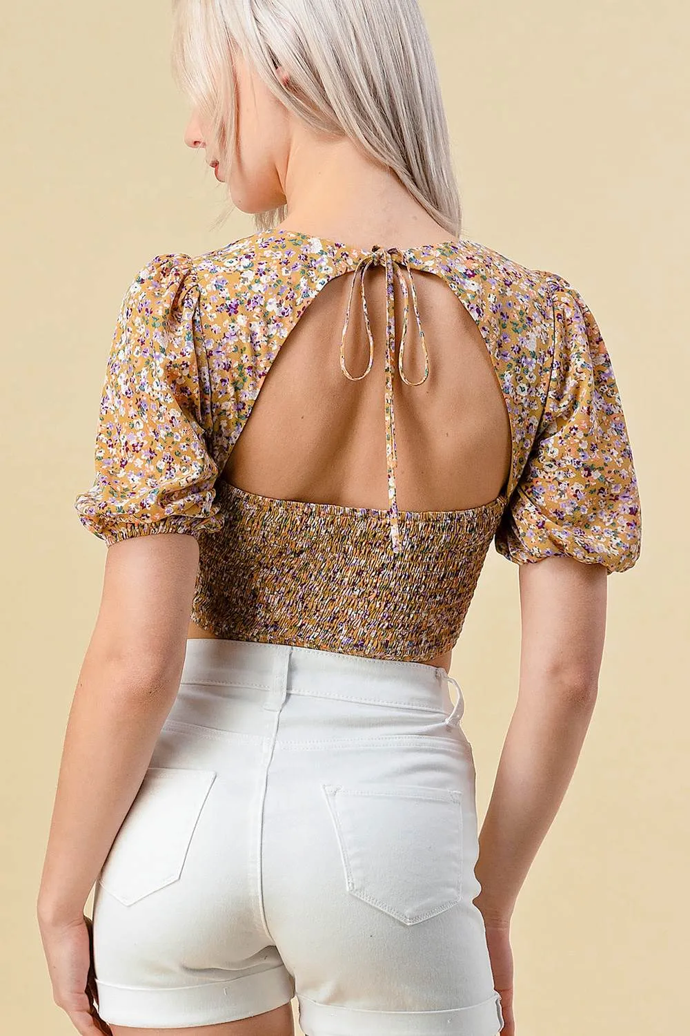 BT1428S / TRENDY FLORAL PRINT W/ BACK TIE DETAIL CROP TOP sold by privy product image thumbnail 3