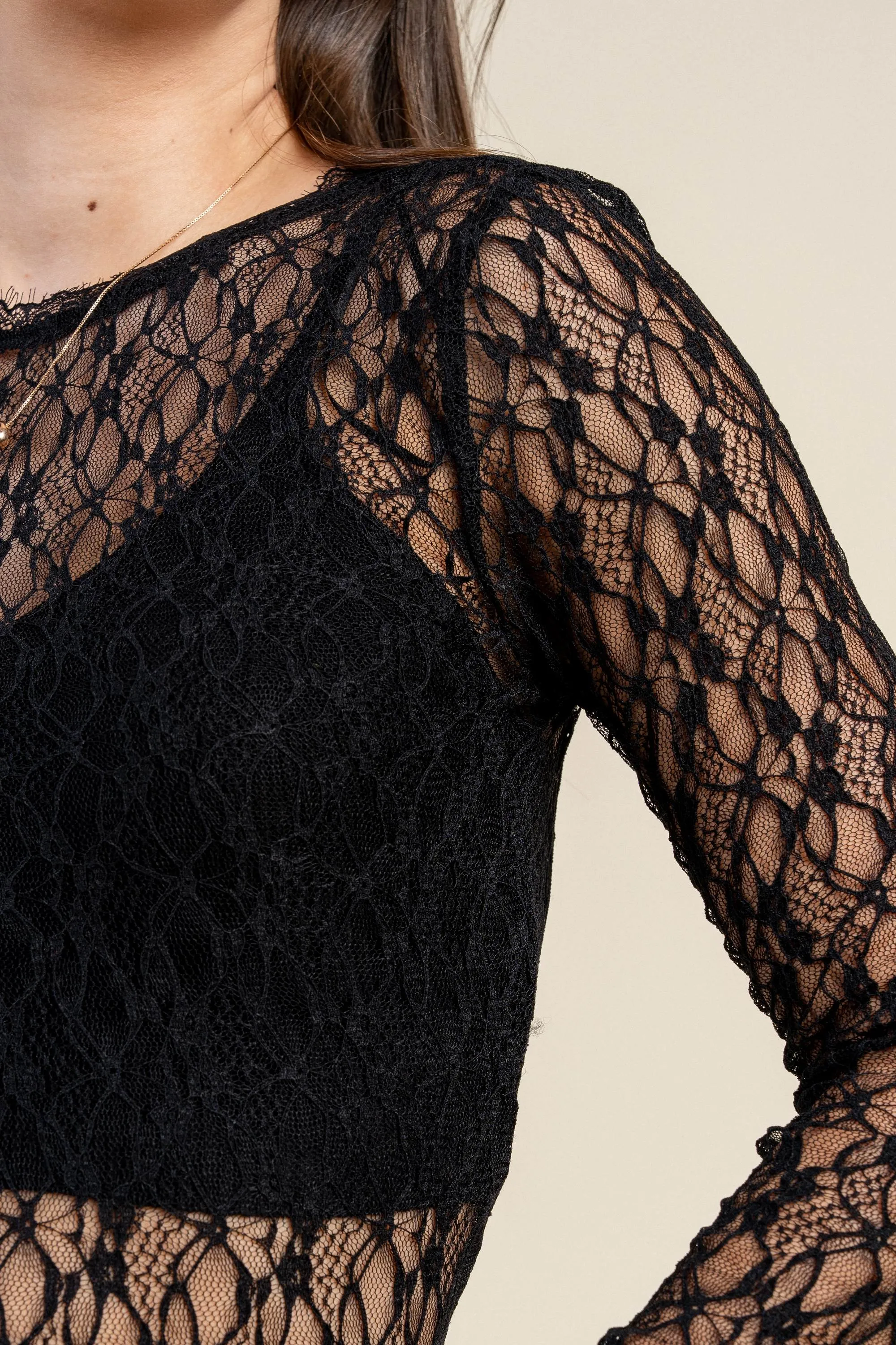 BD13033 / L/S SEE THROUGH MAXI DRESS W/GODET SKIRT sold by privy product image thumbnail 5