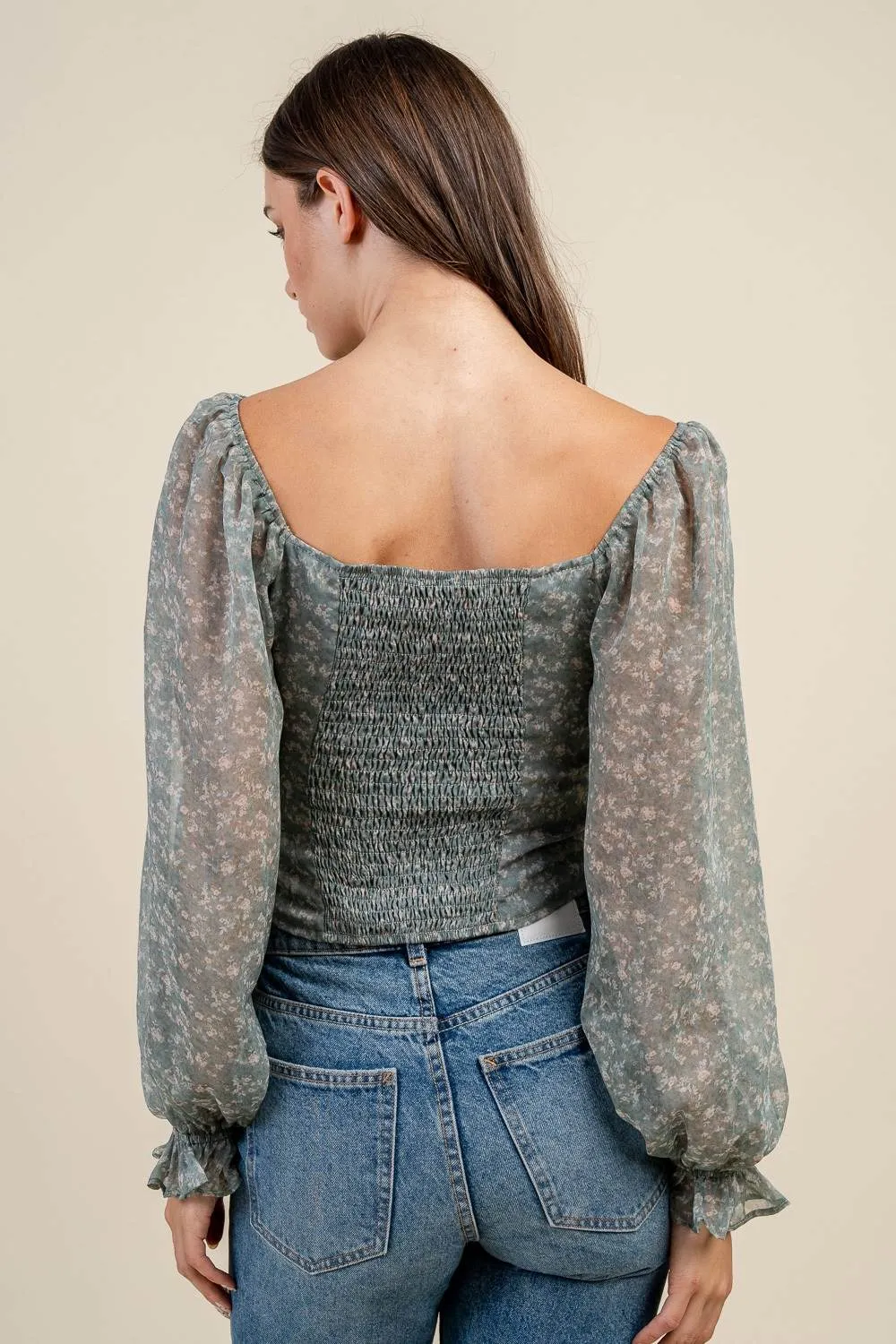 BT3351K / WOVEN FLORAL PRINT SQUARE NECK TOP sold by privy product image thumbnail 2