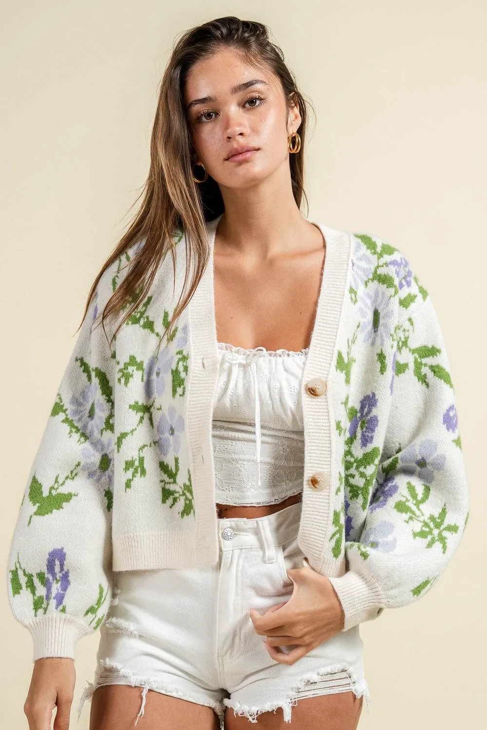 BG5407B / FLORAL KINT CARDIGAN sold by privy