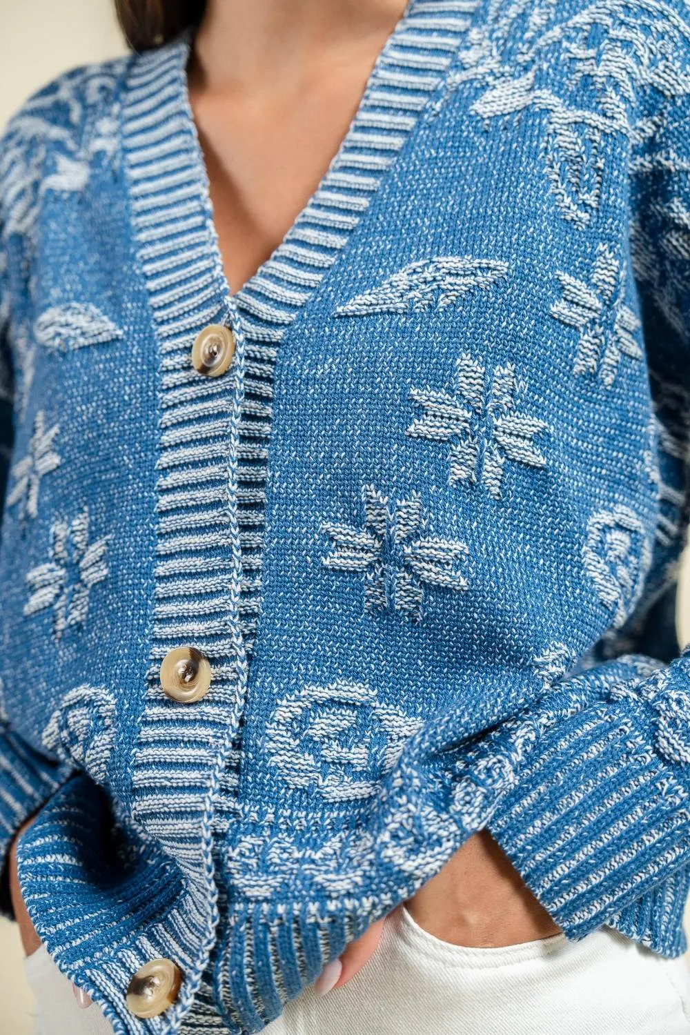 BG5406B / Vintage Thick textured Floral Knit Cardigan sold by privy product image thumbnail 3