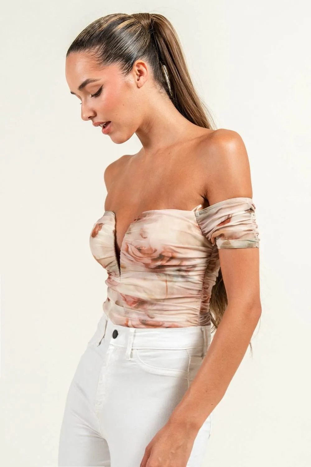 PT45511NST / WIRE INSET SHORT SLV OFF SHOULDER RUCING BODYSUIT sold by privy product image thumbnail 2