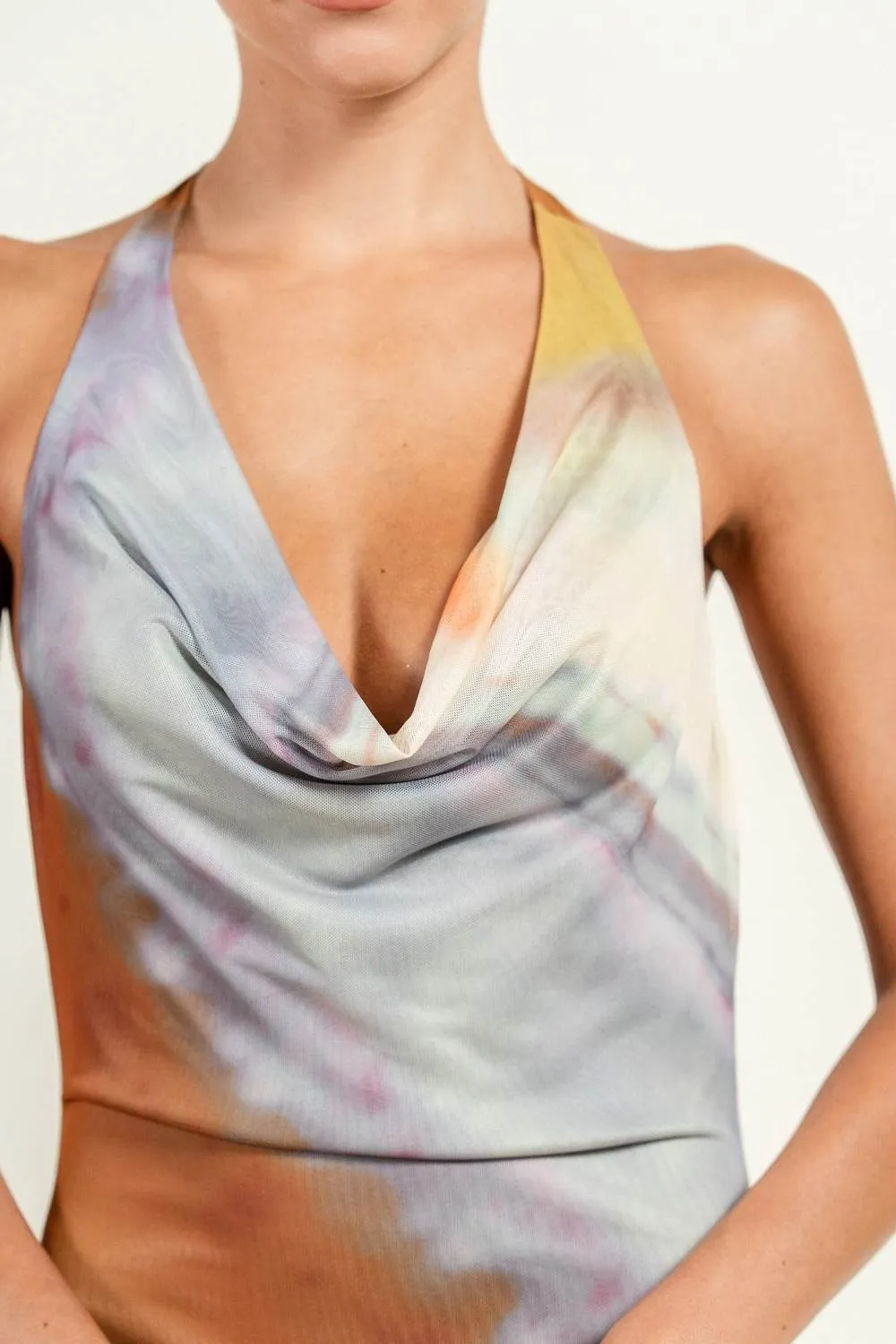 PD79116EST / MOCK NECK COWL FRONT BACK SCARF ATTACHED MAXI DRESS sold by privy product image thumbnail 5