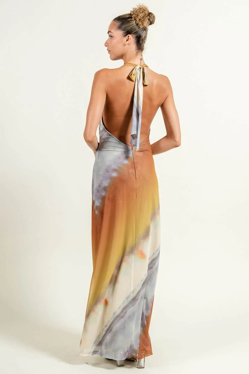 PD79116EST / MOCK NECK COWL FRONT BACK SCARF ATTACHED MAXI DRESS sold by privy product image thumbnail 3
