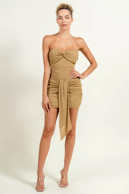 HD30051N / GLITTER MESH TWIST BUST & SASH MINI DRESS sold by privy