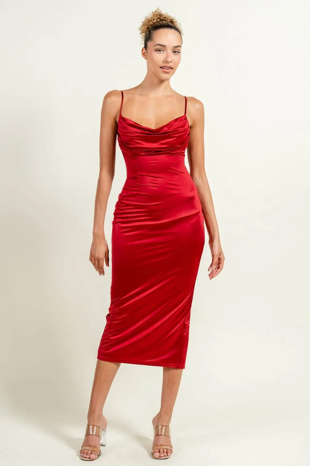 PD79229KST / COWL NECK MIDI DRESS sold by privy