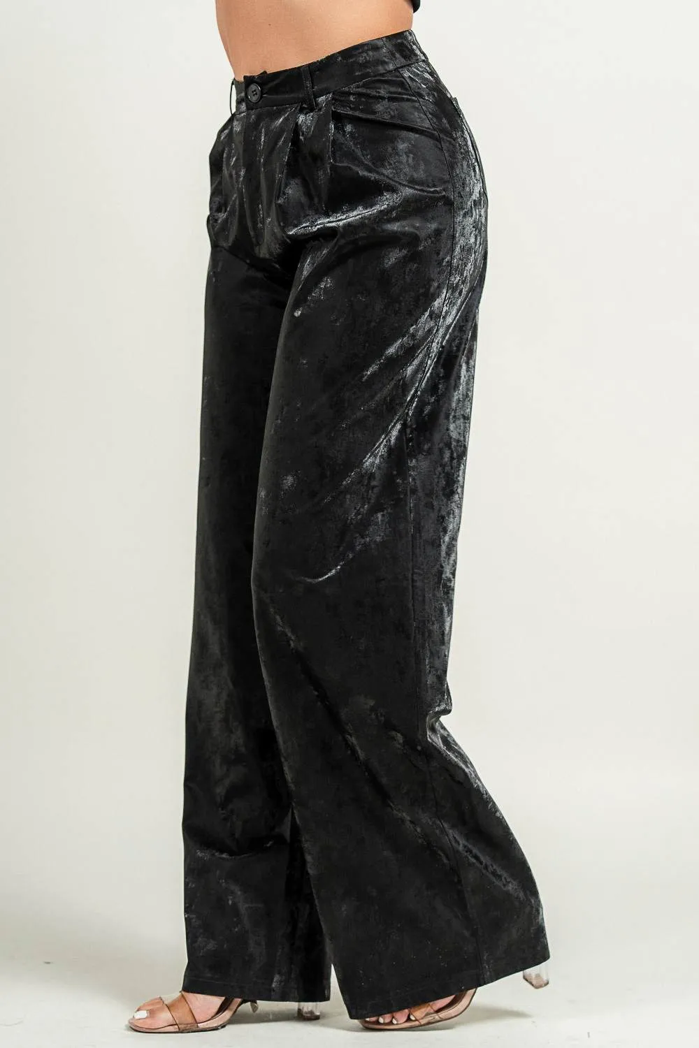 PB32044K / WASH EFFECT PLEATHER WIDE LEG PANTS sold by privy product image thumbnail 2
