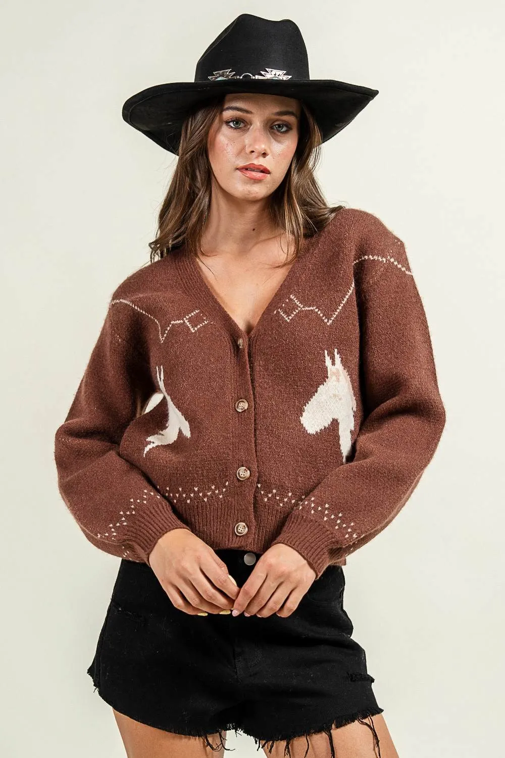 CG60076B / HORSE MOTIF INTARISA CARDIGAN sold by privy