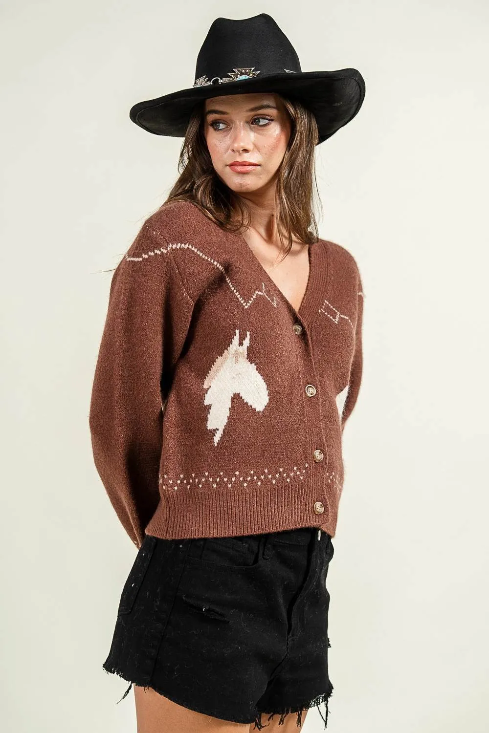 CG60076B / HORSE MOTIF INTARISA CARDIGAN sold by privy product image thumbnail 2