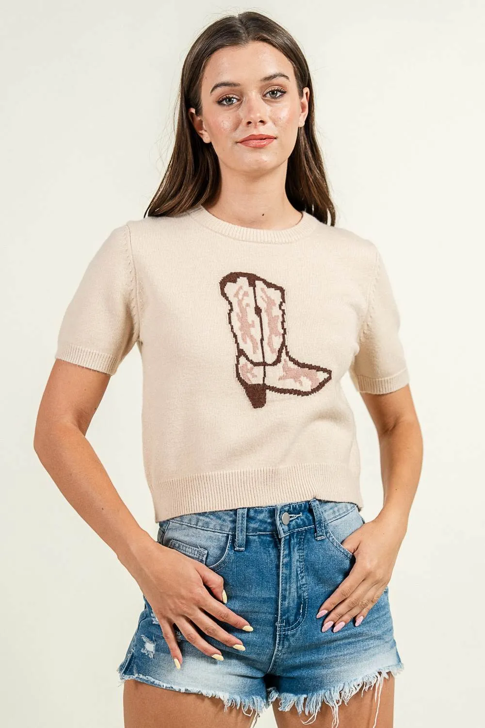 CT10538B / SWEATER TOP WITH WESTERN BOOT GRAPHIC sold by privy product image thumbnail 4