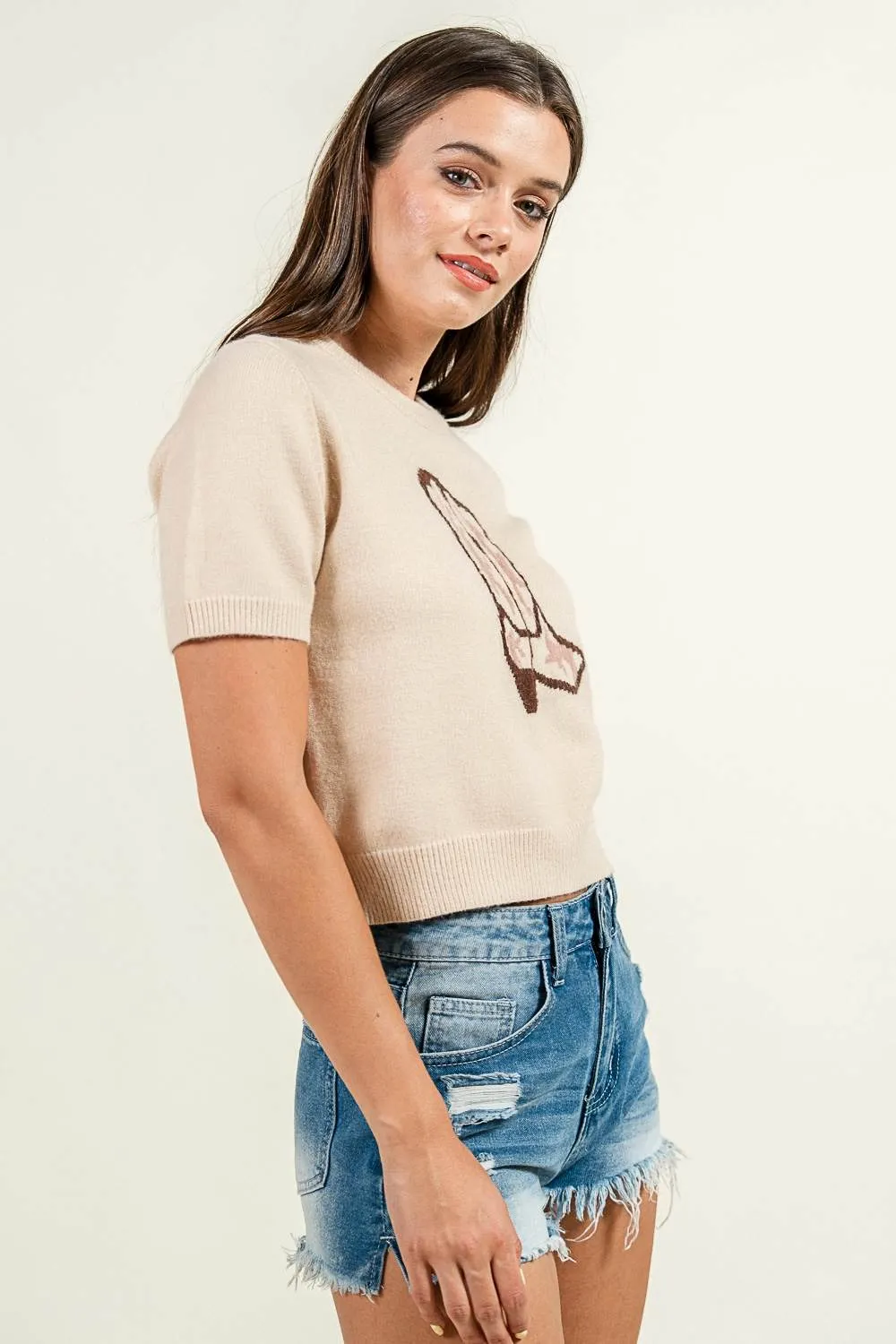 CT10538B / SWEATER TOP WITH WESTERN BOOT GRAPHIC sold by privy product image thumbnail 2
