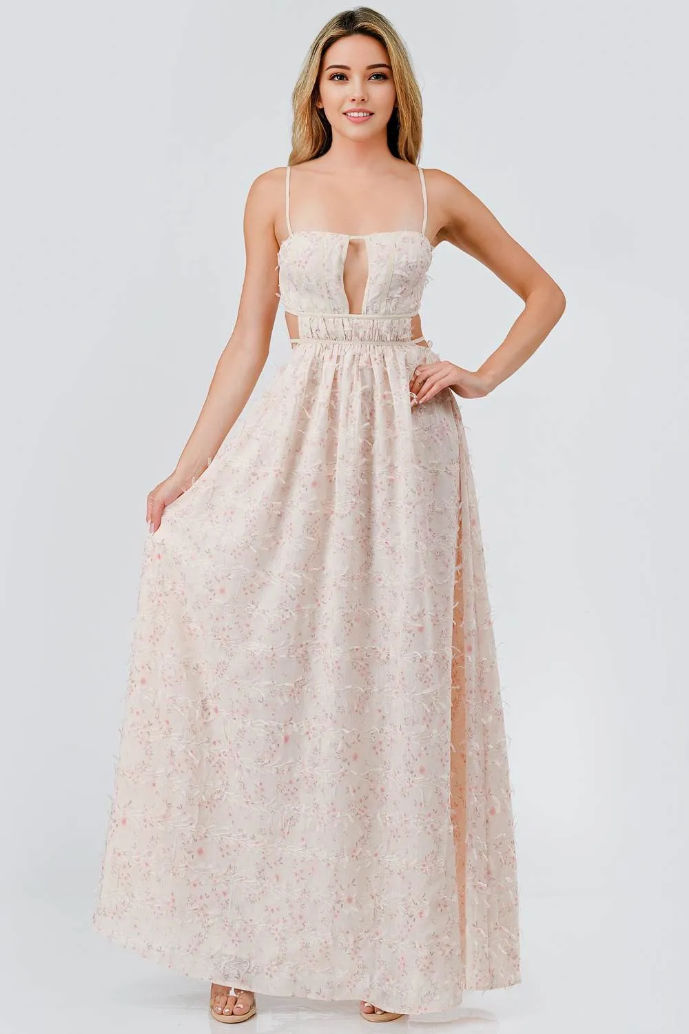 AD4164E / PRINTED WOVEN 2D LACE PATTERN DRESS sold by privy