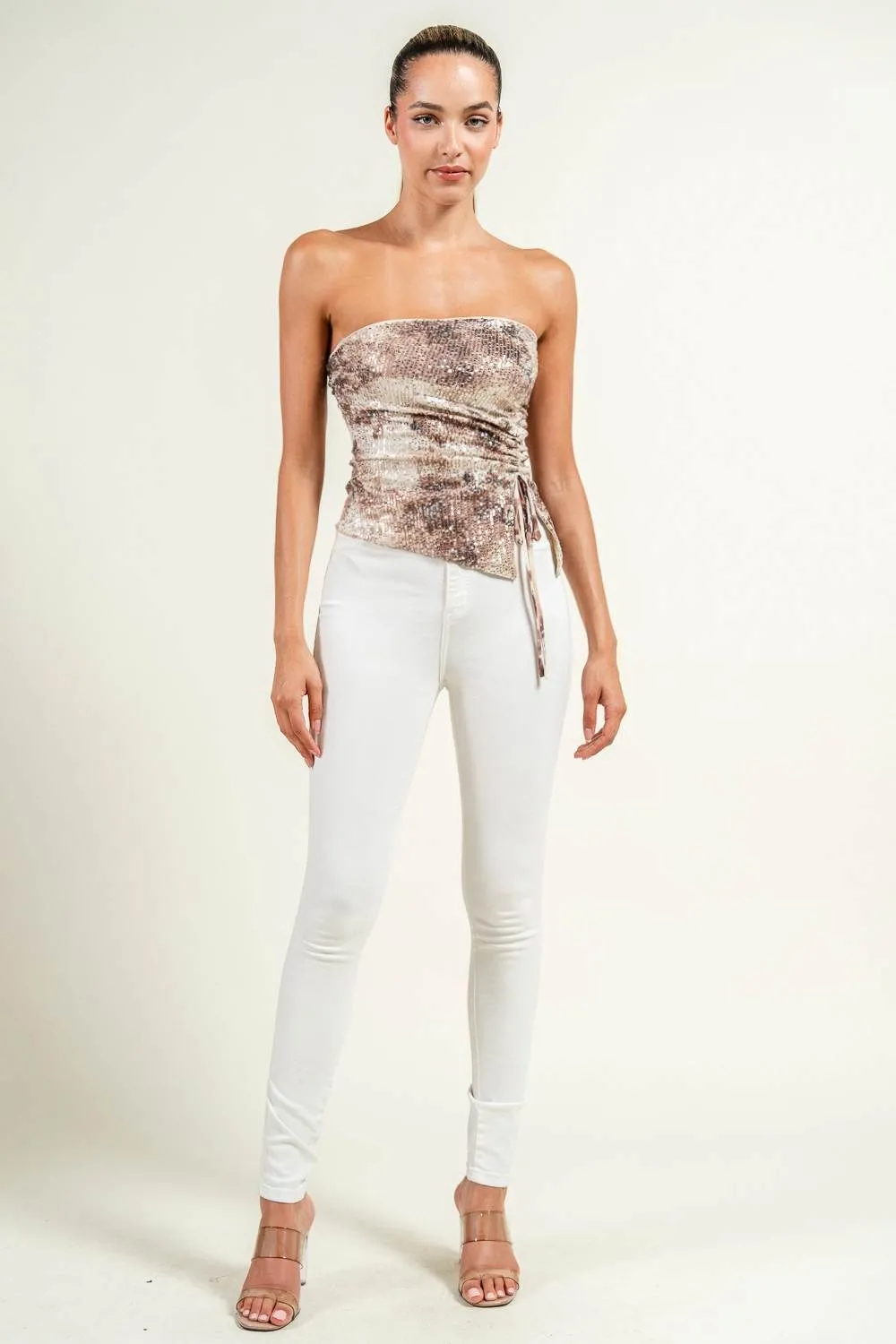 HT4117KST / STRAPLESS PRINT SEQUINS TOP sold by privy product image thumbnail 5