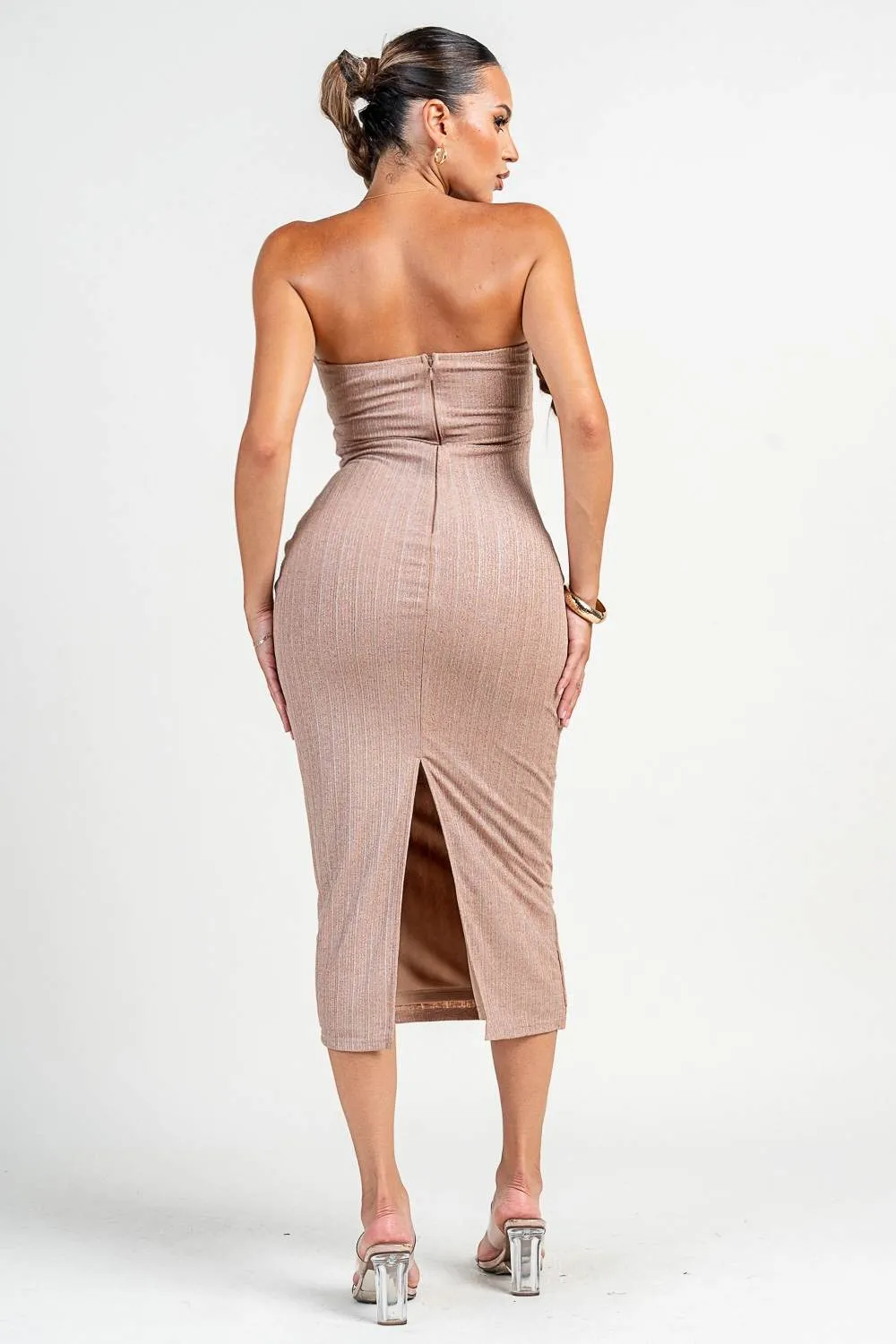 HD30327 / METALLIC FOIL KNIT RIB JERSEY MIDI sold by privy product image thumbnail 3