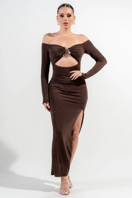 PDKF78849S / GLITTER STRETCH KNIT MAXI DRESS sold by privy