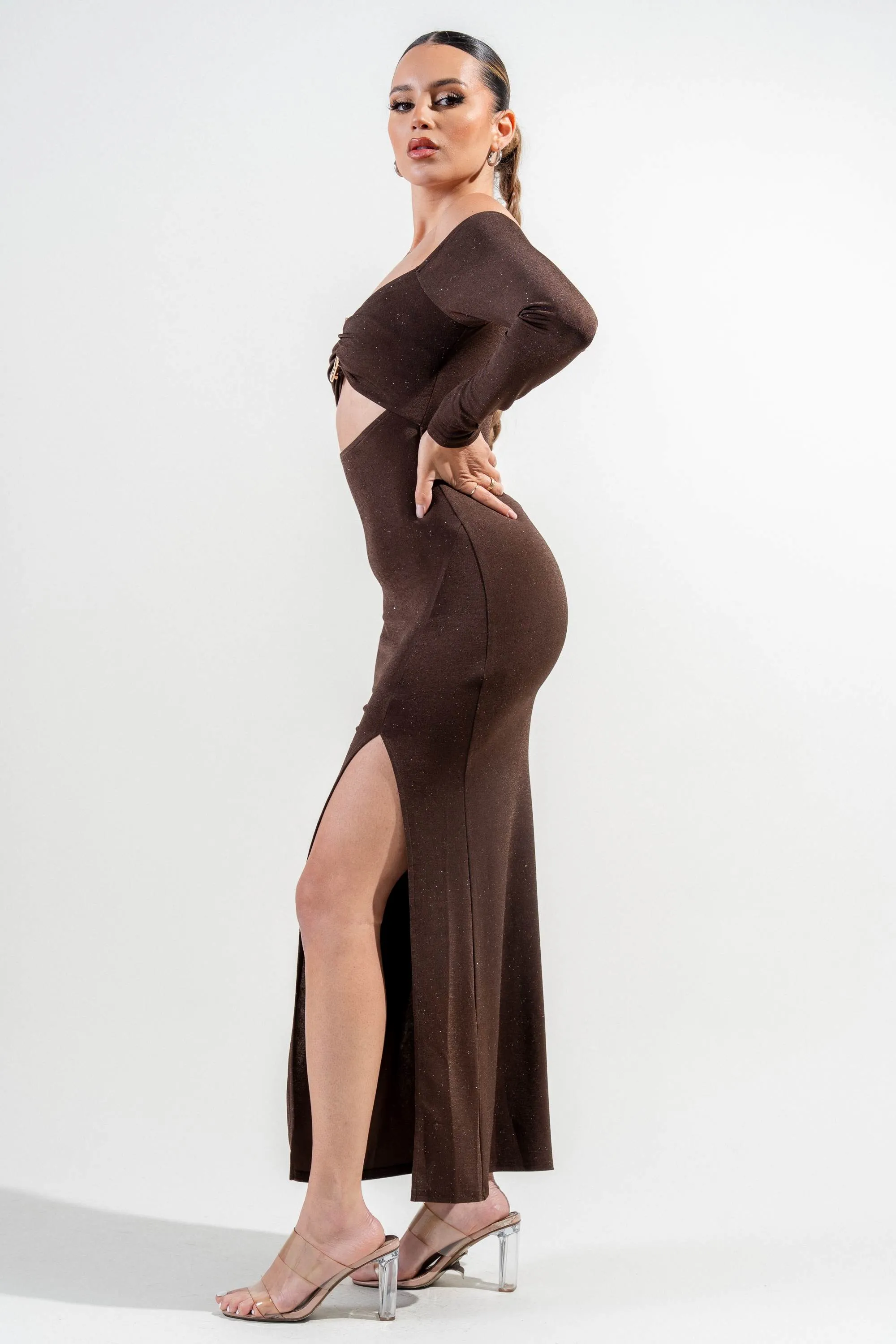 PDKF78849S / GLITTER STRETCH KNIT MAXI DRESS sold by privy product image thumbnail 2