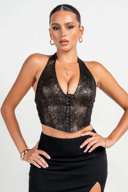 HT4051E / HALTER NECK CORSET TOP sold by privy