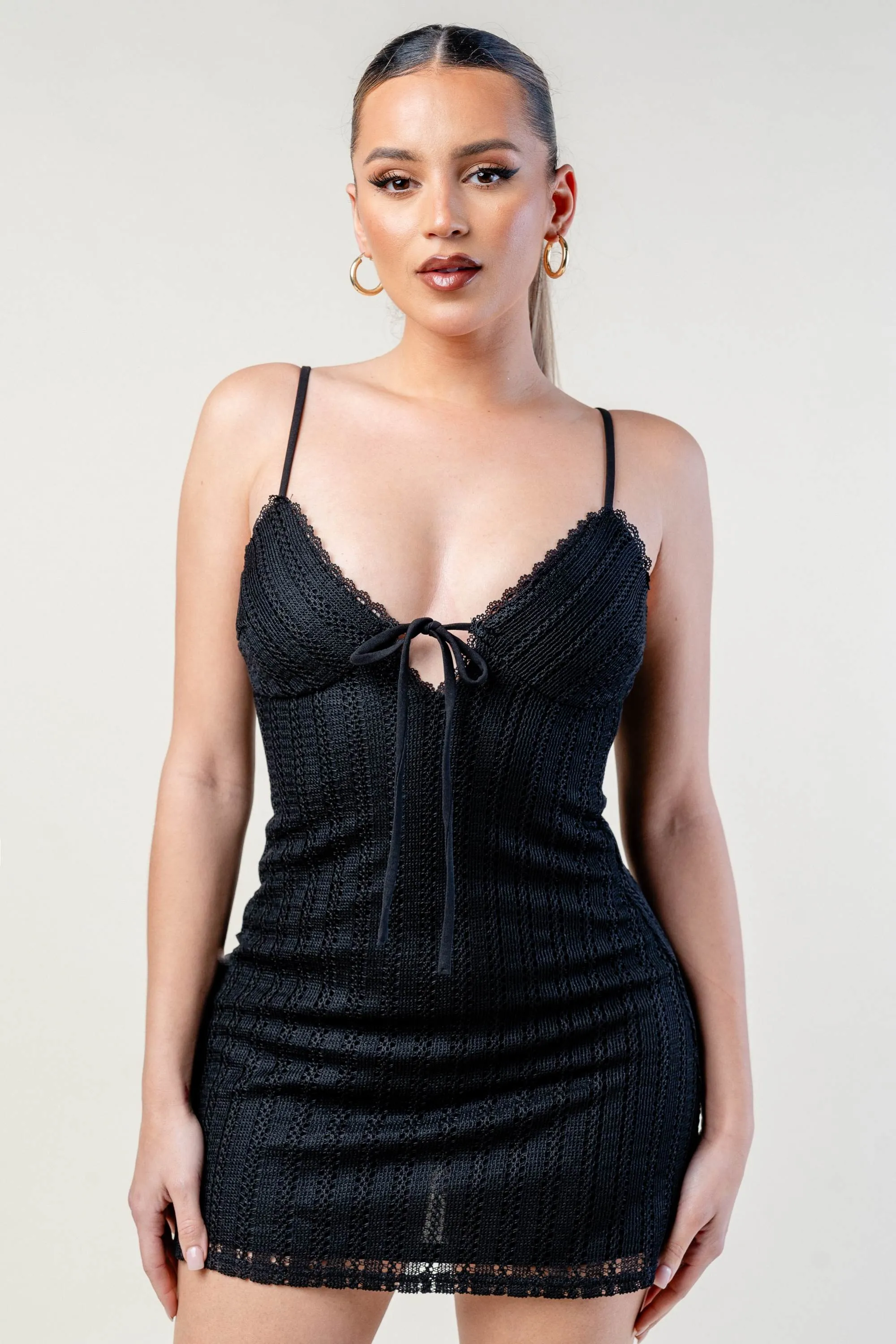 PD78364B / CROCHET KNIT MINI DRESS sold by privy