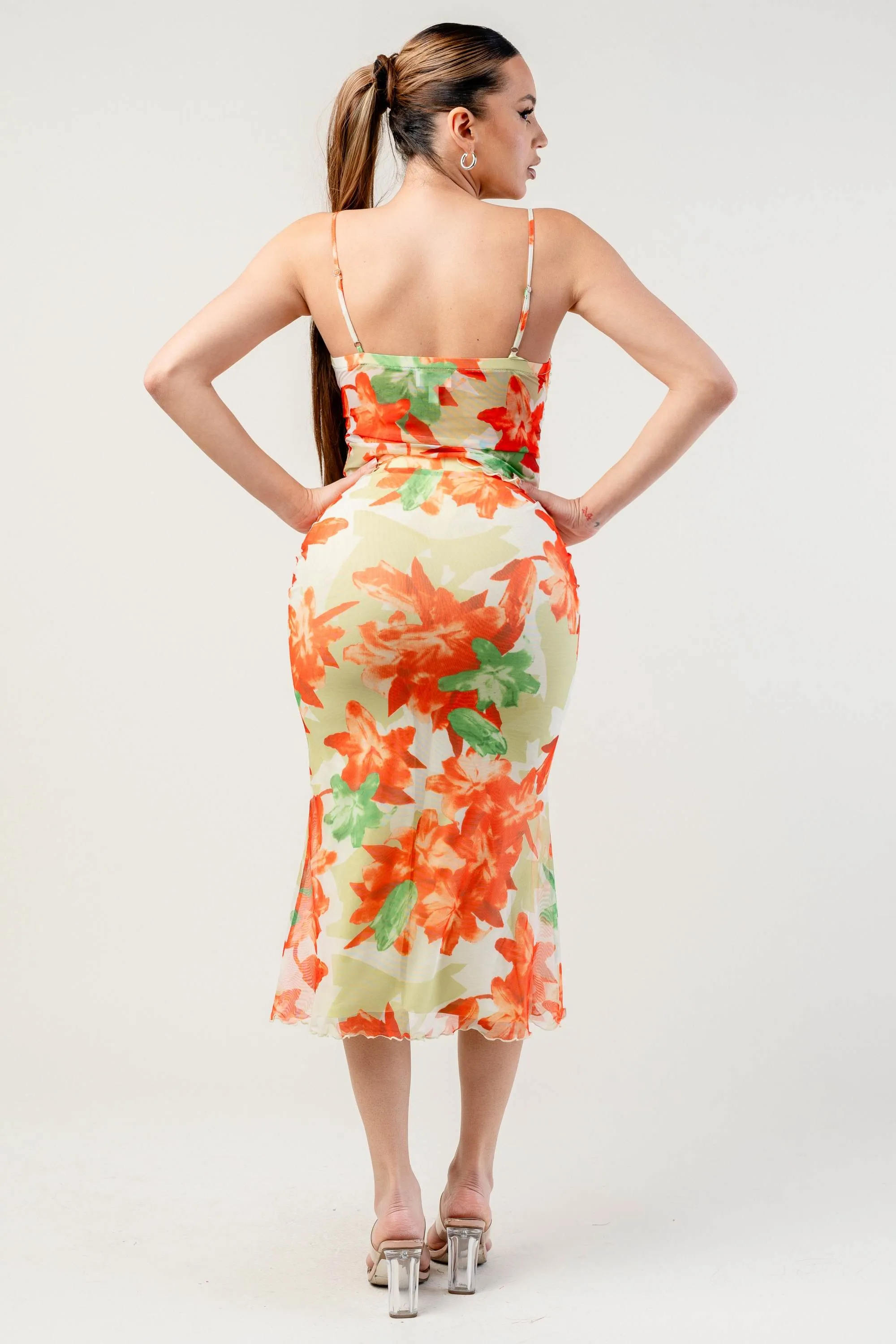 PSKS9764 / MESH PRINT FRONT TIE TUBE TOP & MAXI SKIRT SET sold by privy product image thumbnail 3