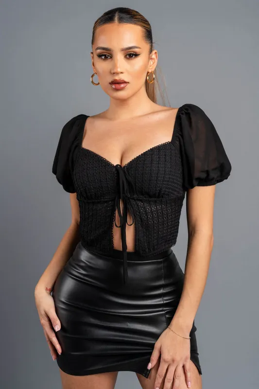 PT45057S / STRETCH KNIT NOVELTY CROP TOP sold by privy