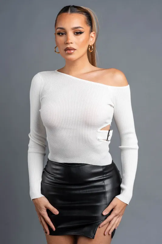 PT44645BST / SWEATER RIB LONG SLEEVE TOP sold by privy