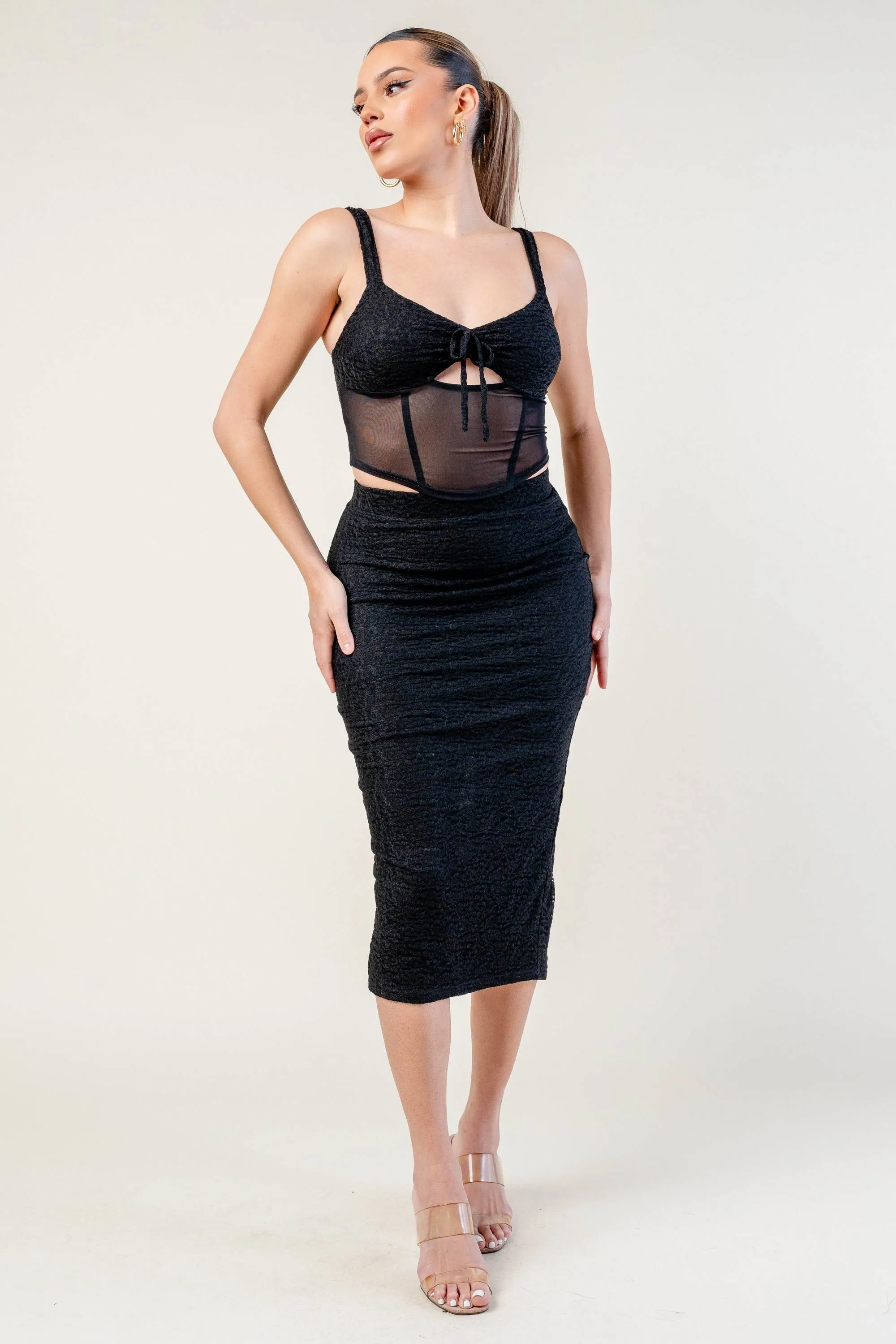 PS9736S / STRETCH LACE CROP TOP & SKIRT SET sold by privy product image thumbnail 5