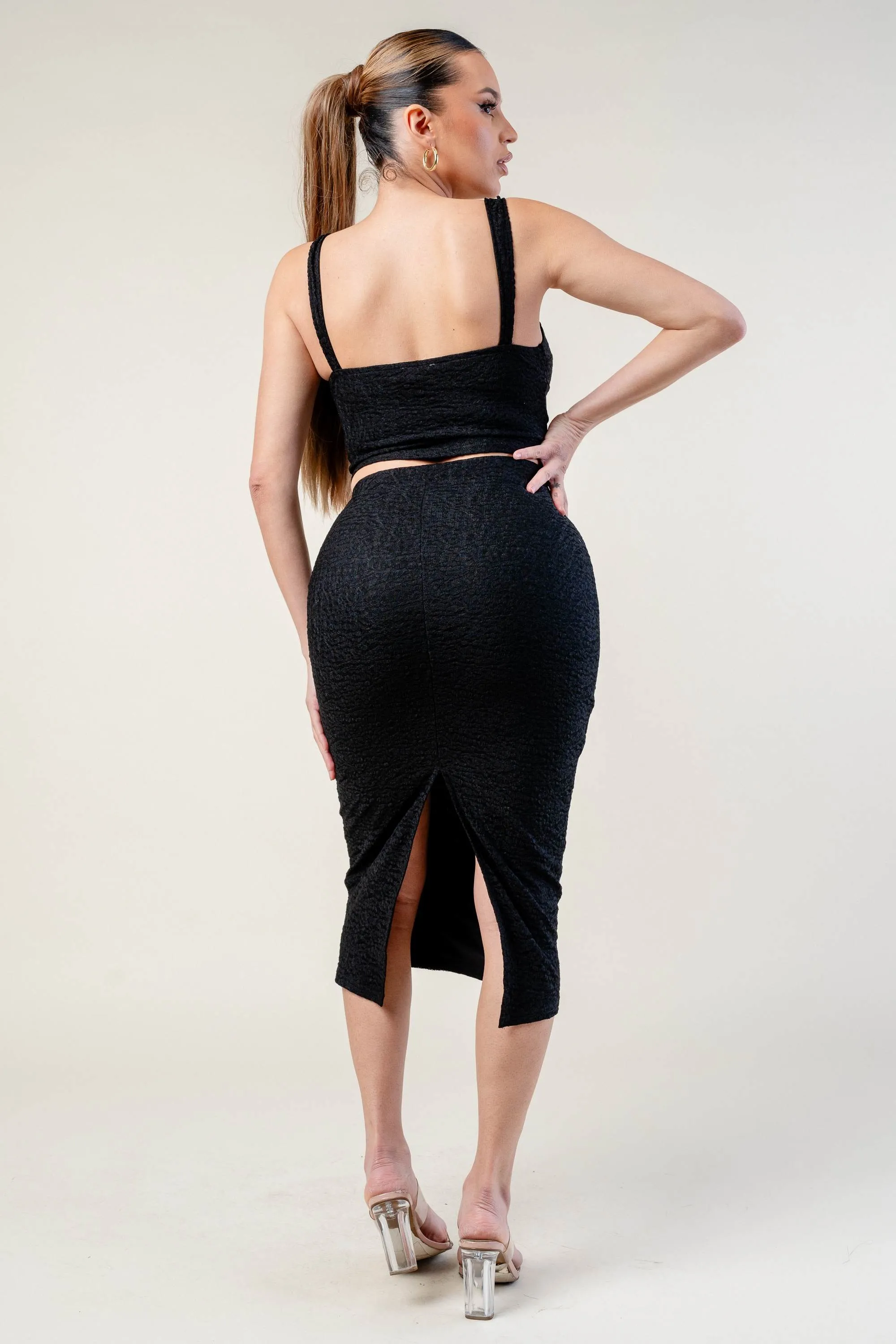 PS9736S / STRETCH LACE CROP TOP & SKIRT SET sold by privy product image thumbnail 3