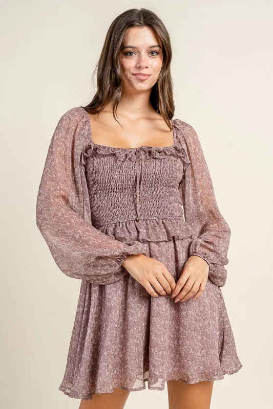 BD13130K / SMOCKED BODICE L/S DRESS sold by privy