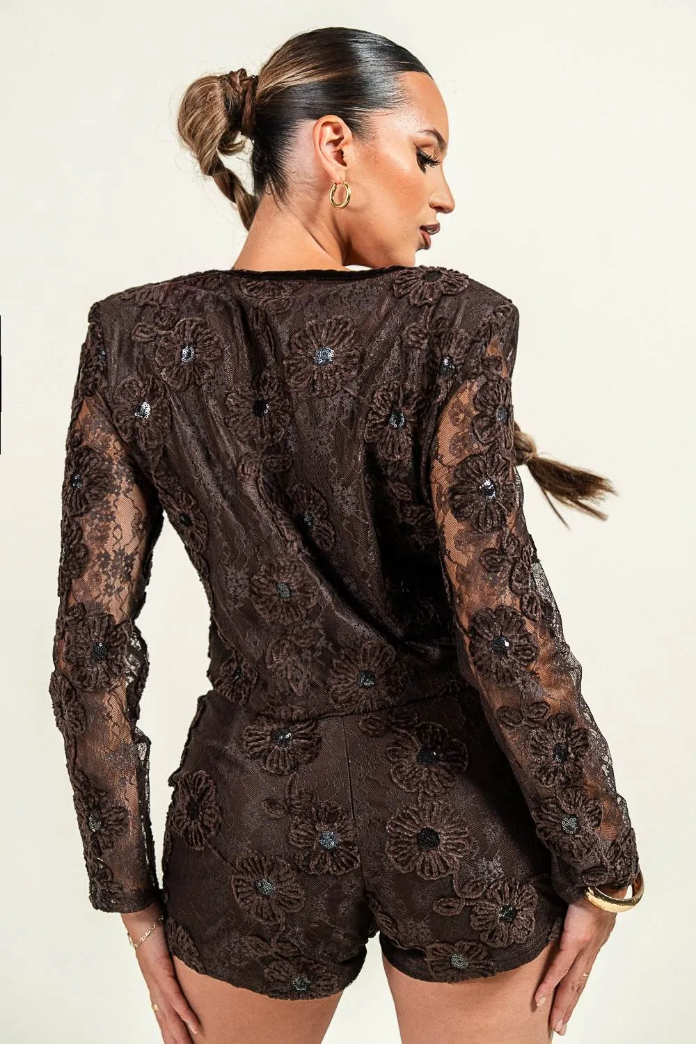 HS5018B / FLORAL EMBROIDERY LACE JACKET & HOT SHORTS sold by privy product image thumbnail 3