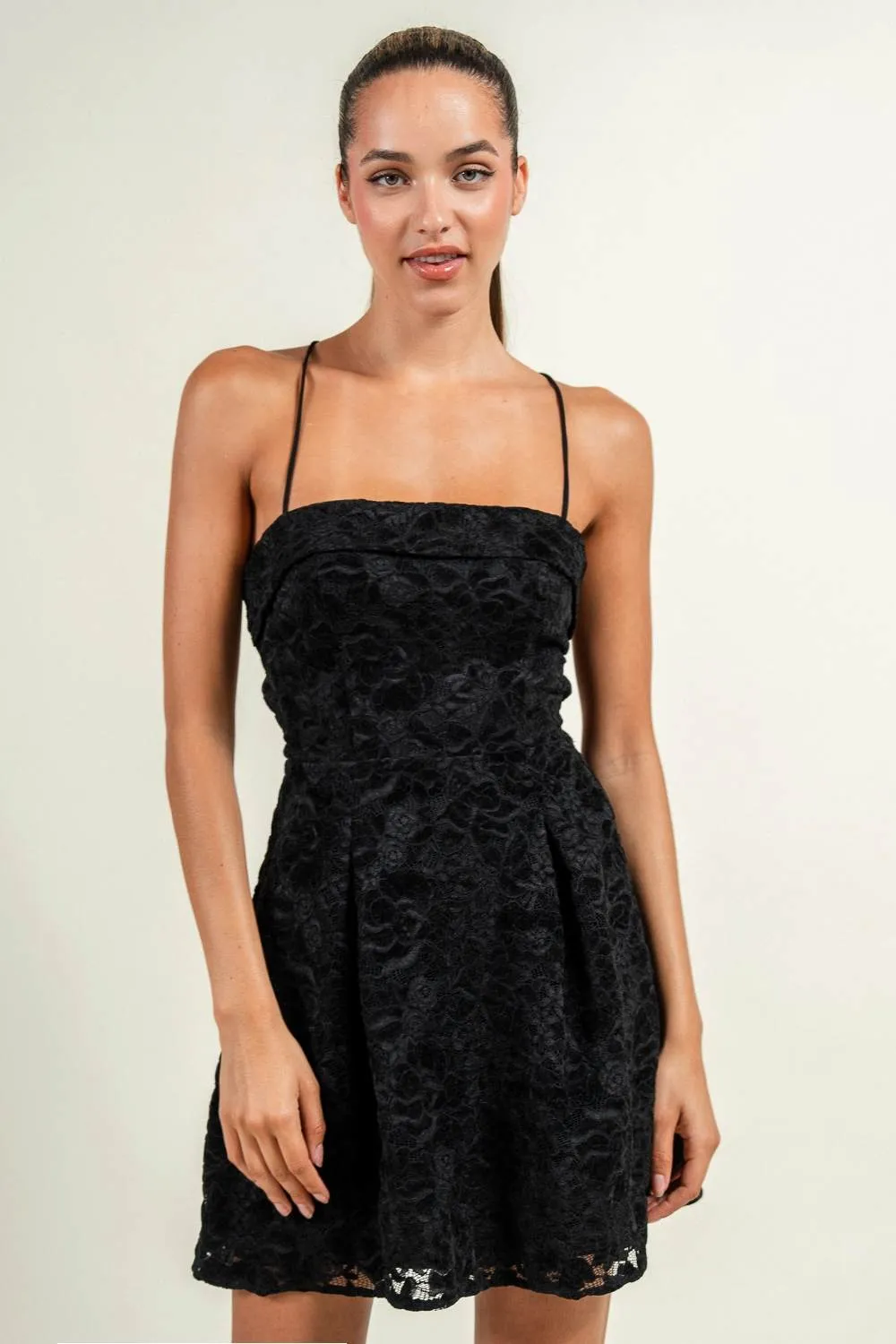 HD30297N / ROUND NECK STRAPPY OPEN BACK A-LINE MINI DRESS sold by privy product image thumbnail 4