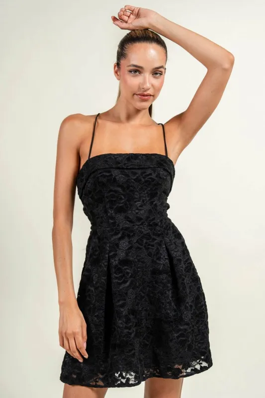 HD30297N / ROUND NECK STRAPPY OPEN BACK A-LINE MINI DRESS sold by privy