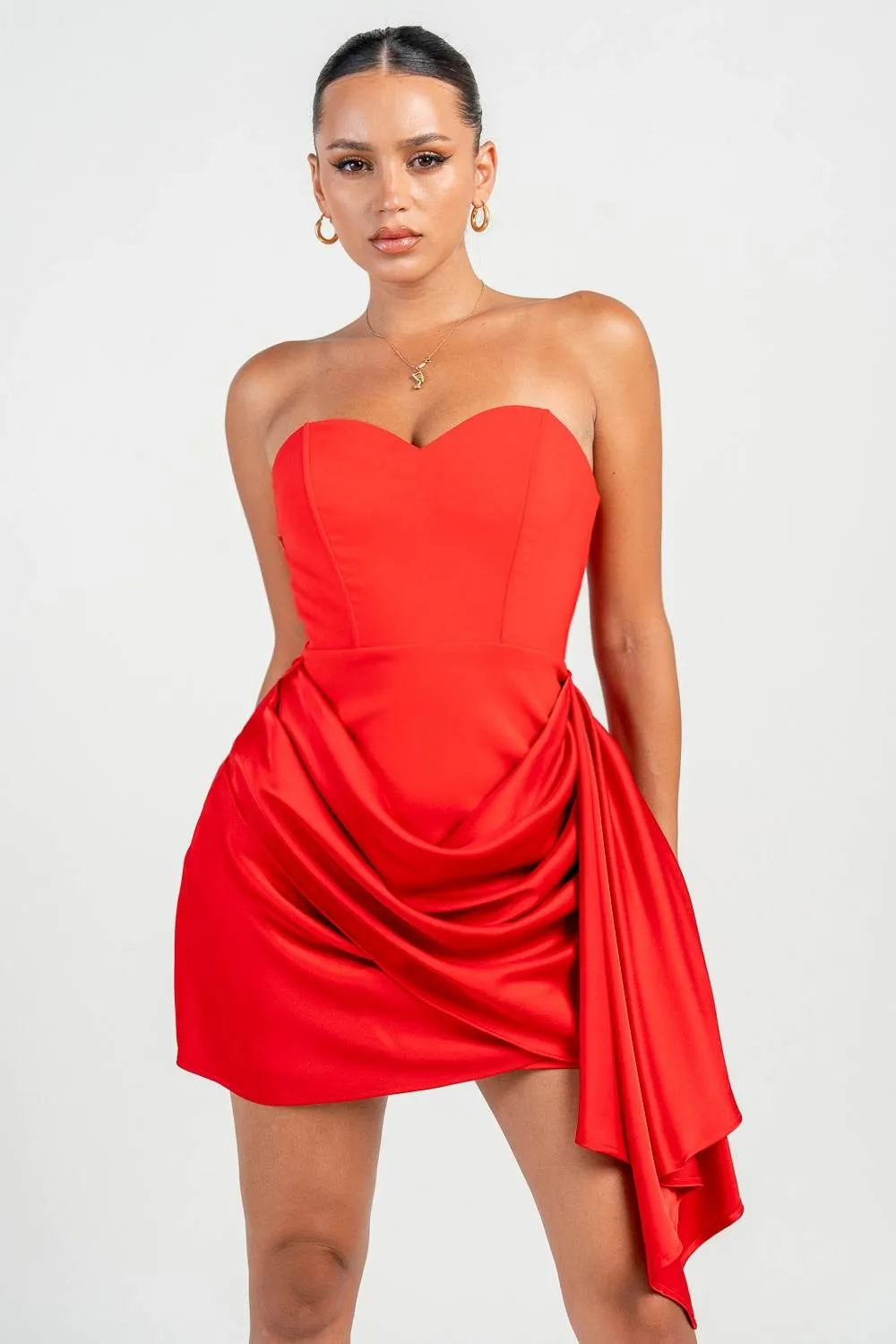HD30374SST / PLUNGE NECKLINE A-LINE MINI DRESS sold by privy