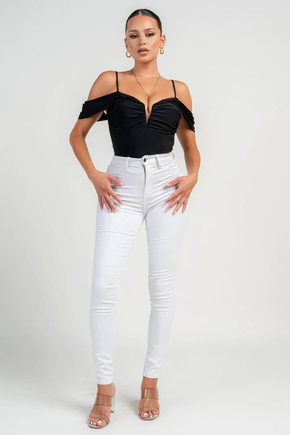 PT45579N / V WIRE INSET OFF SHOULDER BODYSUIT sold by privy product image thumbnail 5