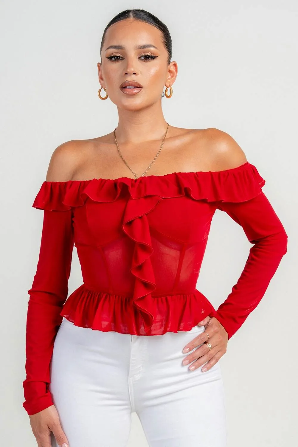 PT45565S / OFF SHOLDER LONG S/V RUFFLE TOP sold by privy product image thumbnail 4