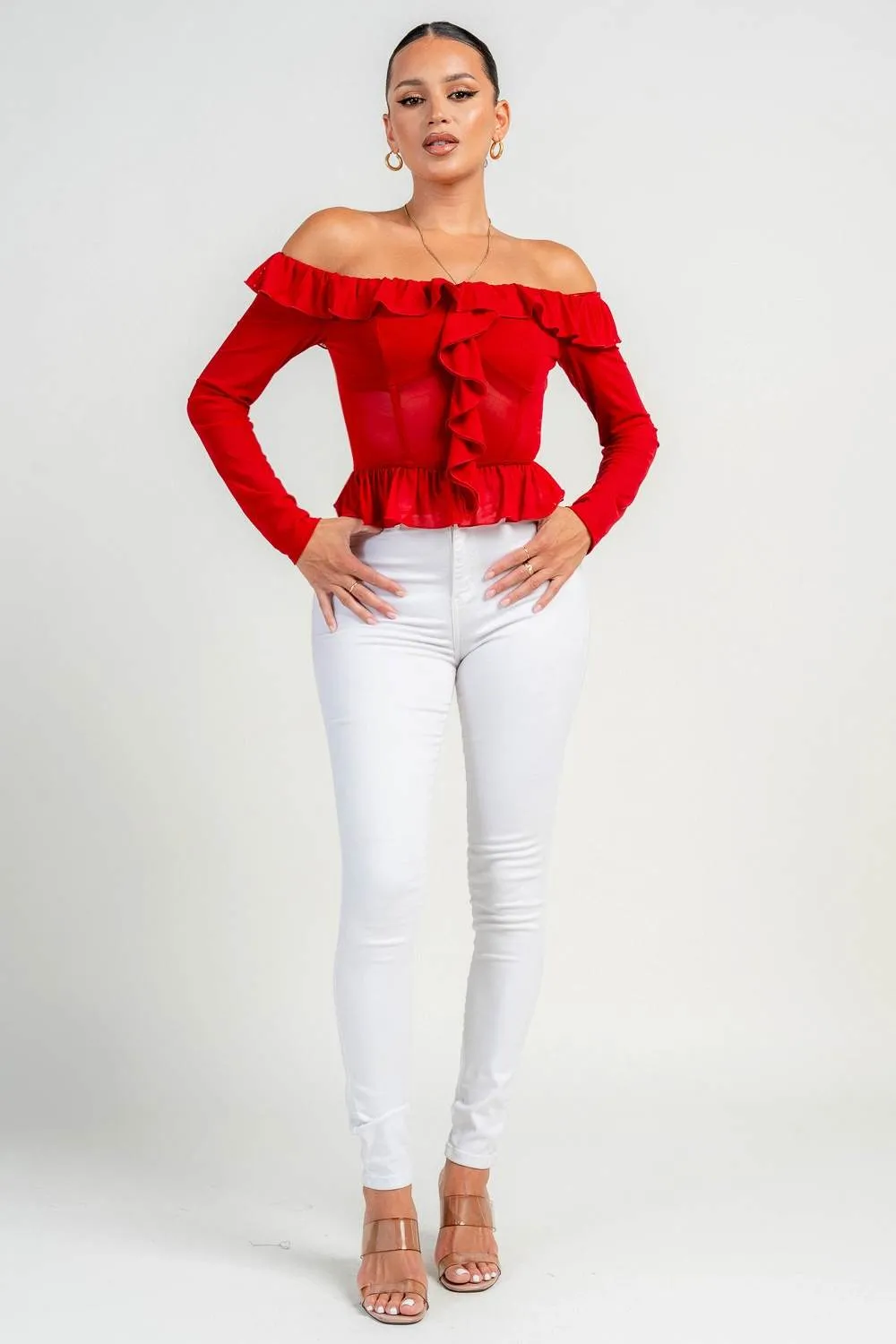 PT45565S / OFF SHOLDER LONG S/V RUFFLE TOP sold by privy product image thumbnail 5