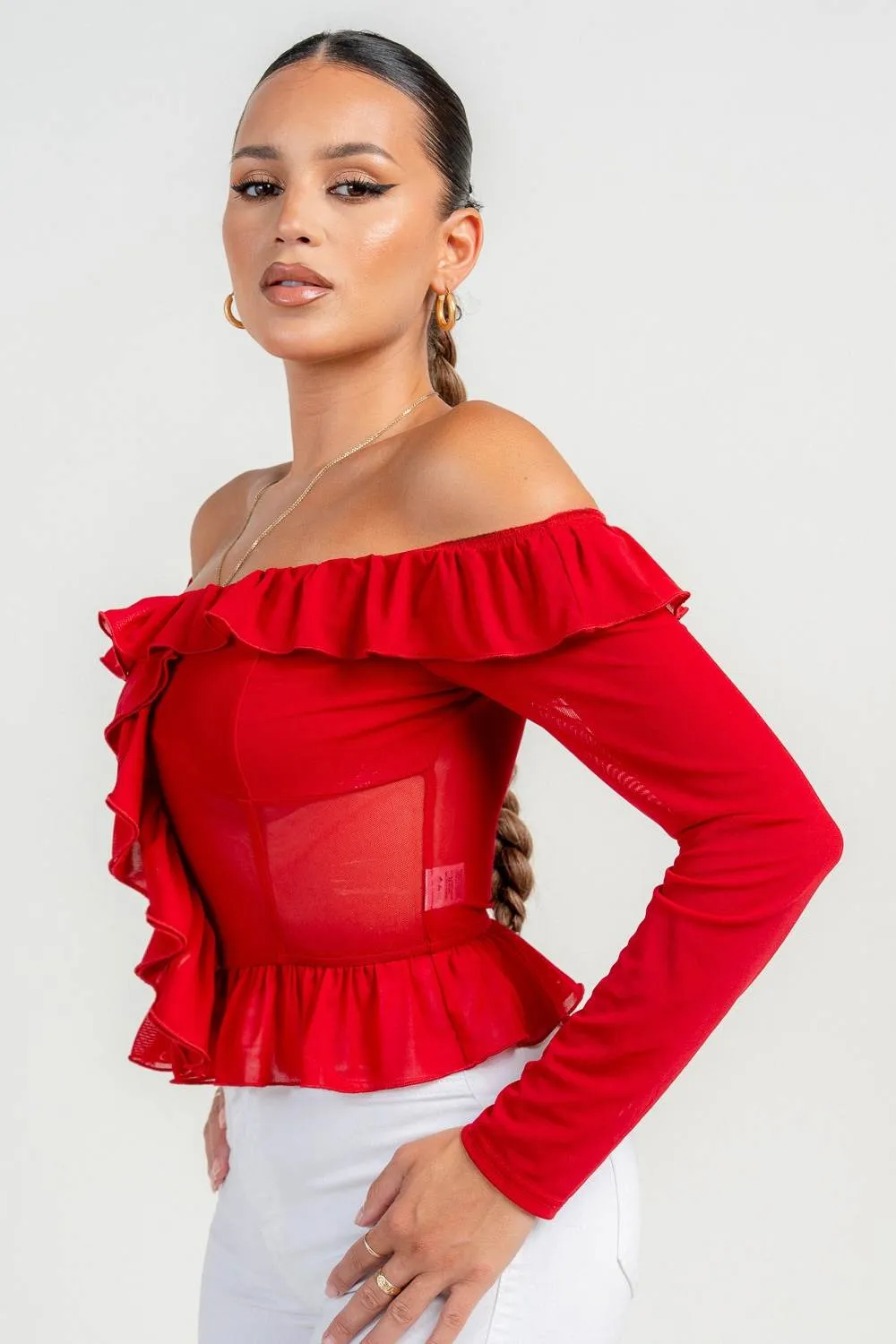 PT45565S / OFF SHOLDER LONG S/V RUFFLE TOP sold by privy product image thumbnail 2