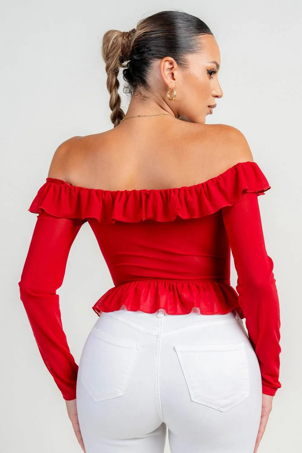 PT45565S / OFF SHOLDER LONG S/V RUFFLE TOP sold by privy product image thumbnail 3
