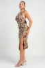 PD79379K / HALTER MIDI PRINT DRESS sold by privy