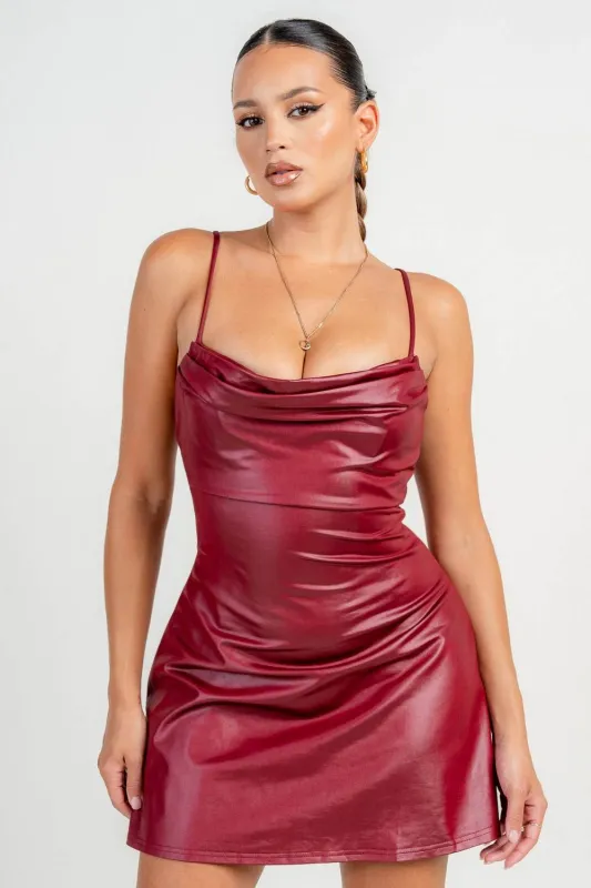 HD30391B / COWL NECK A-LINE COATING MINI DRESS sold by privy