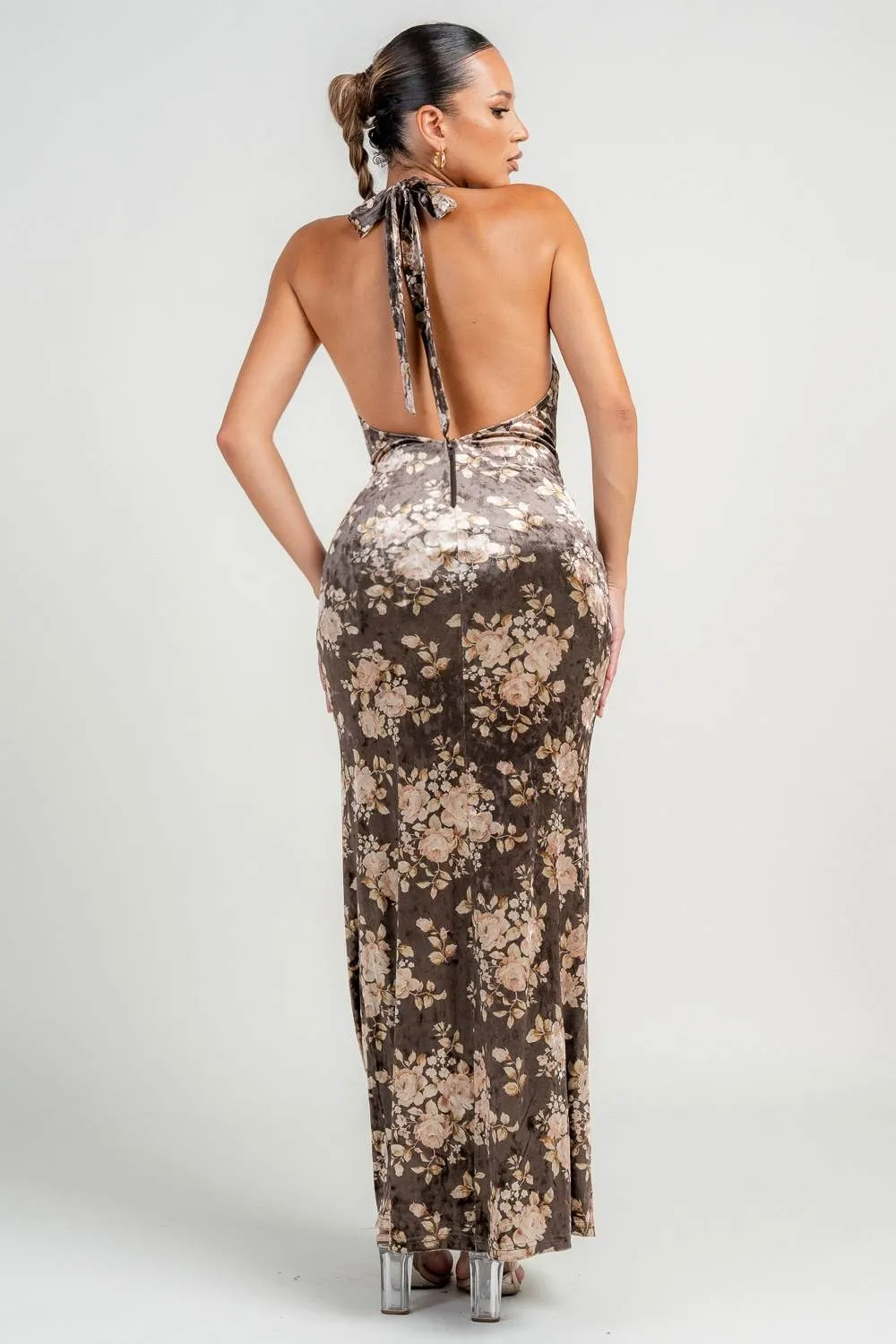 HD30373E / PRINTED VELVET SASH MAXI DRESS sold by privy product image thumbnail 3