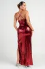 HD30430S / COWL NECK HIGH SLIT SEQUINS MAXI DRESS sold by privy